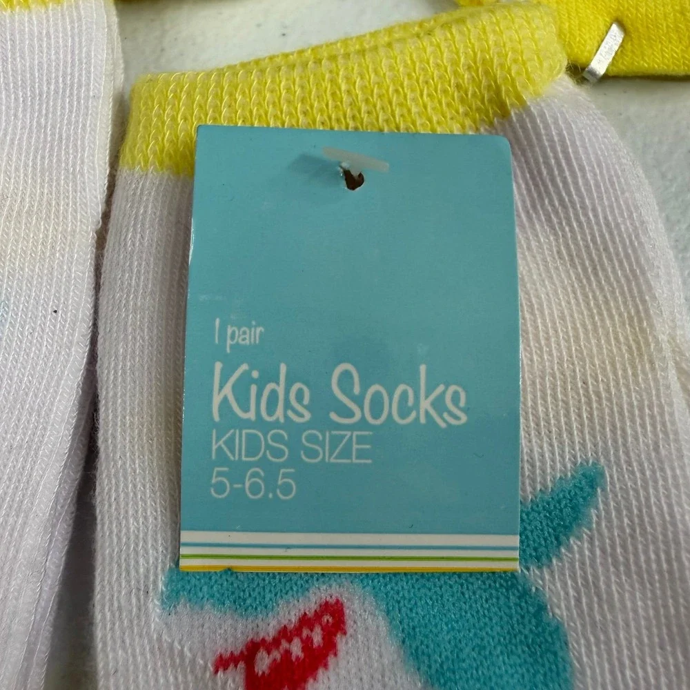 NEW Target girl's yellow cute shark sunshine ankle socks bundle 5 count 5-6.5